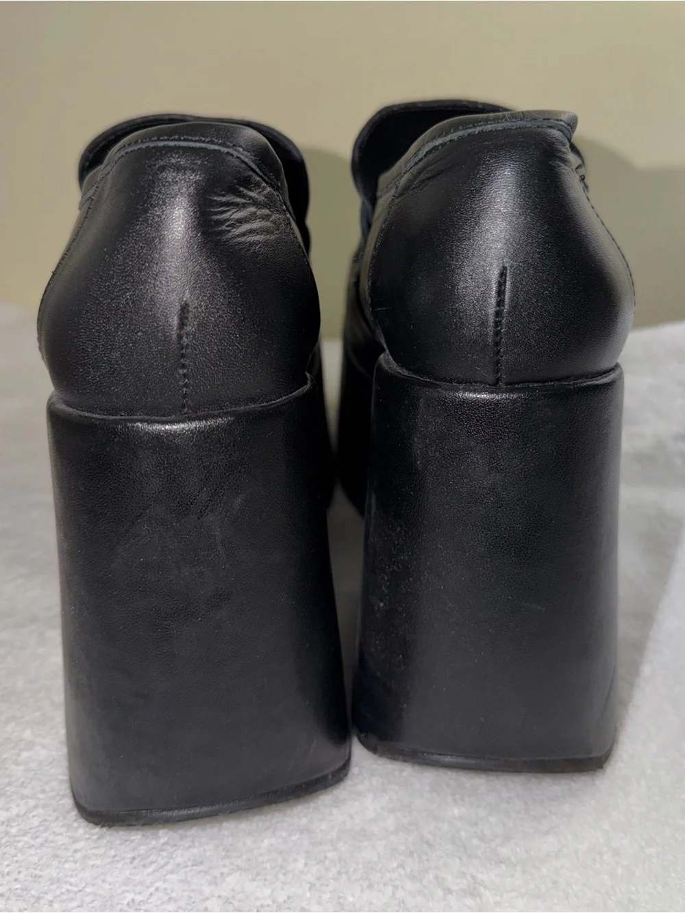 Steve Madden Black Platform Loafer Heels